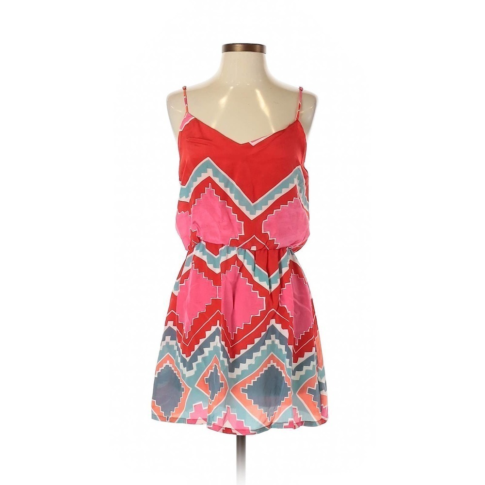 MYNE pink blue red chevron silk casual Dress S